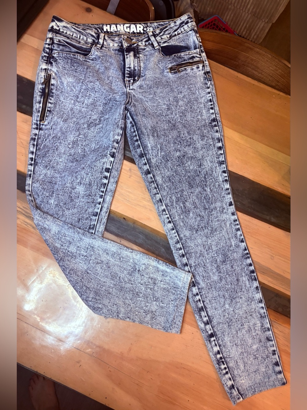 Hangar Women’s Skinny Acid Wash blue Jeans